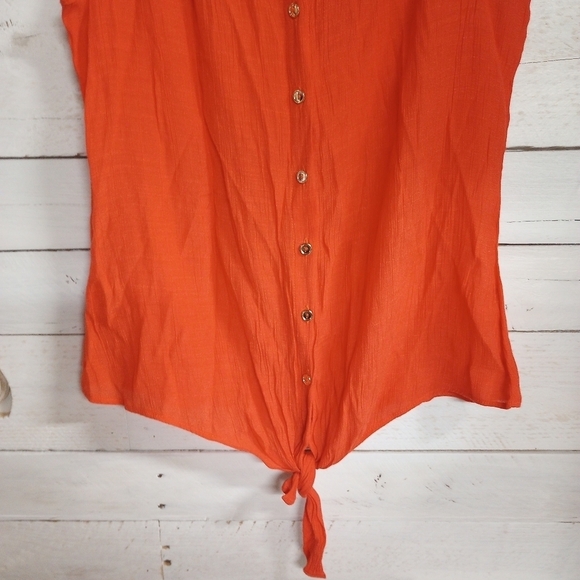 Perseption Concept Women's Large Orange Sleeveless Lightweight Blouse Spring - Picture 9 of 11